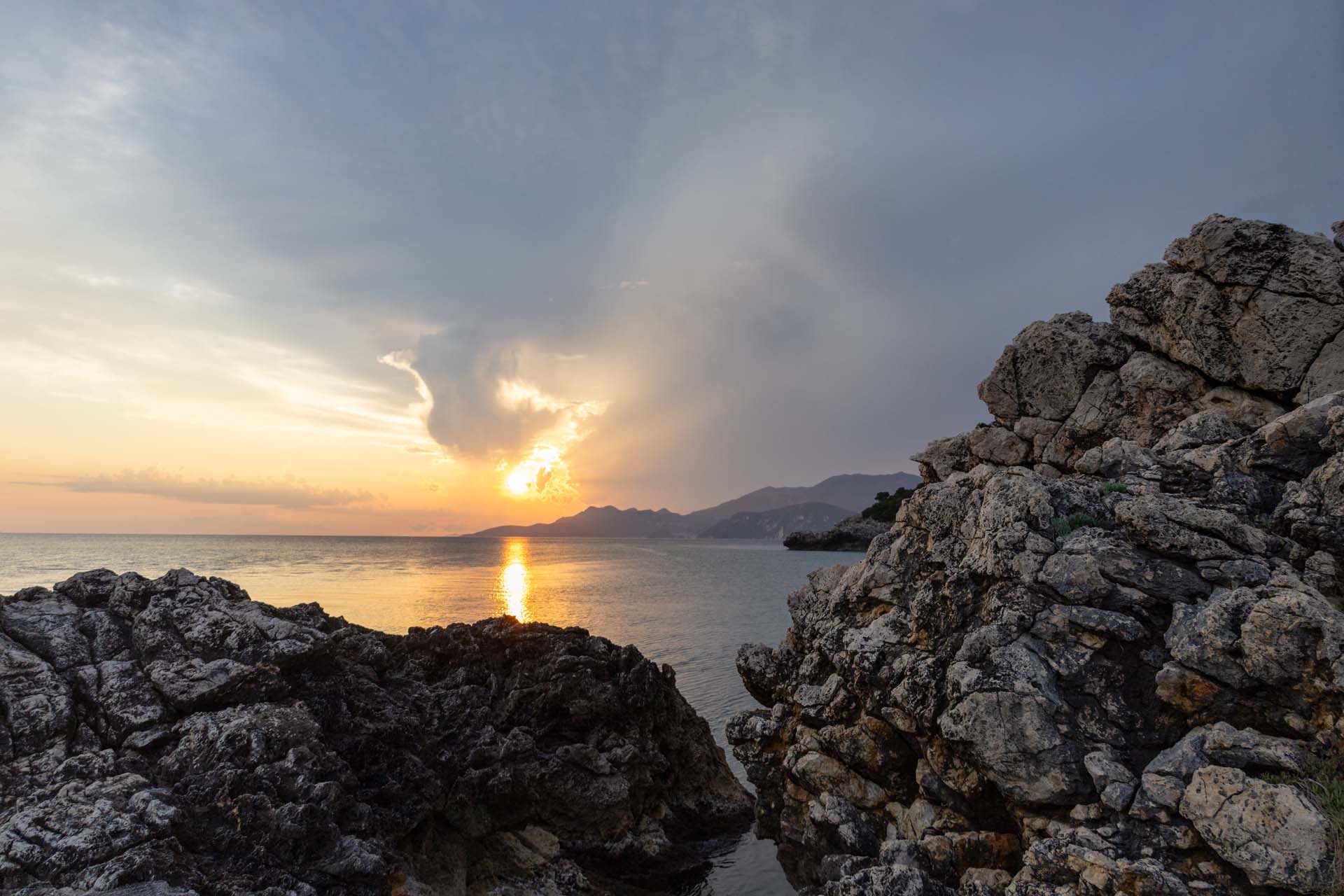 Ammoudia am Abend, Sonnenuntergang
