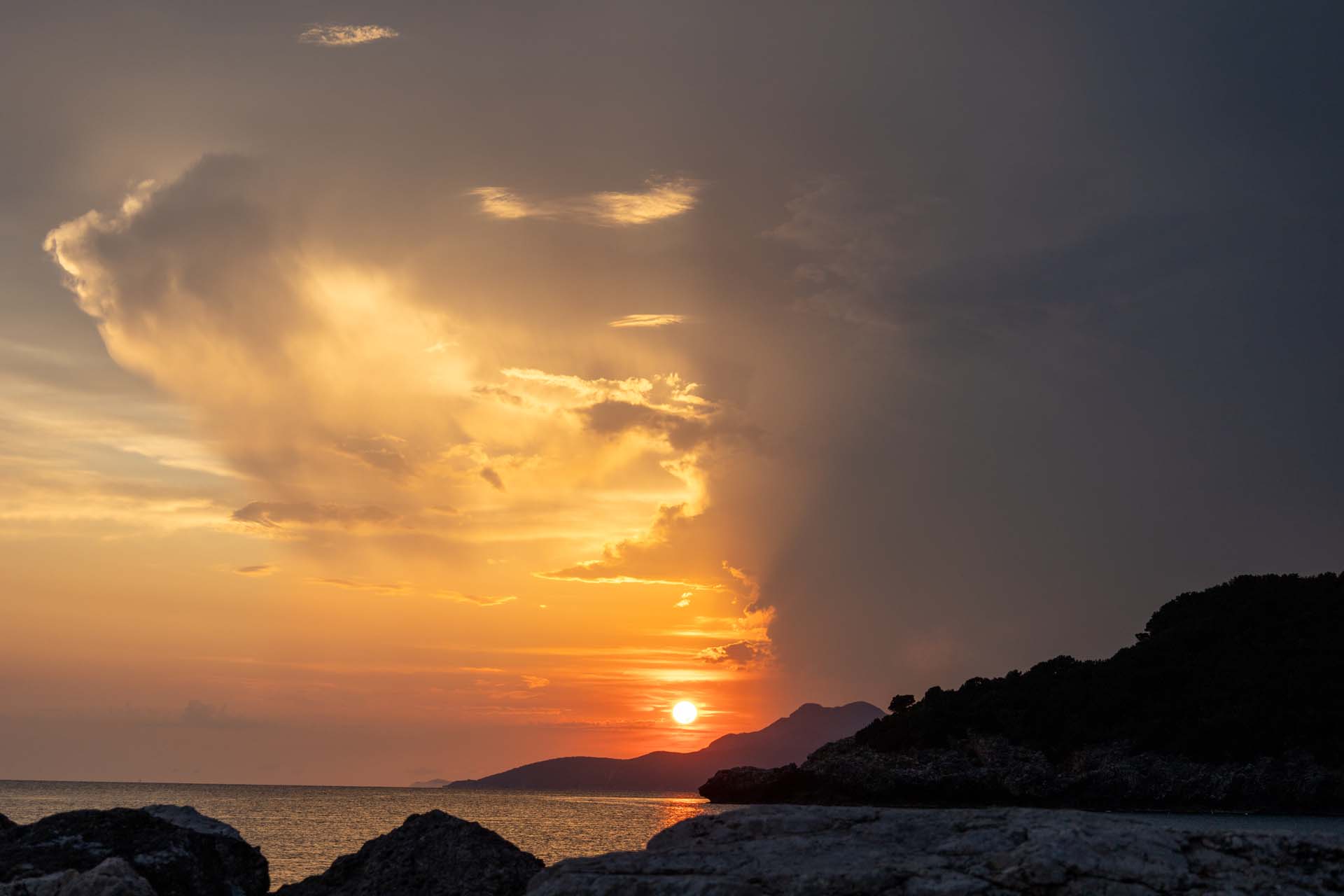 Ammoudia am Abend, Sonnenuntergang